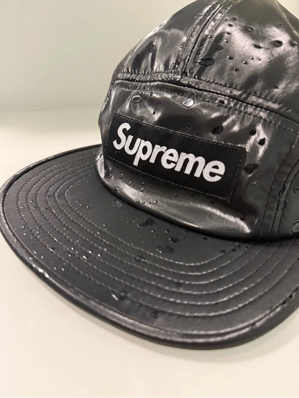Supreme Black Shiny Water Drops 5-Panel Cap - Picture 8 of 14